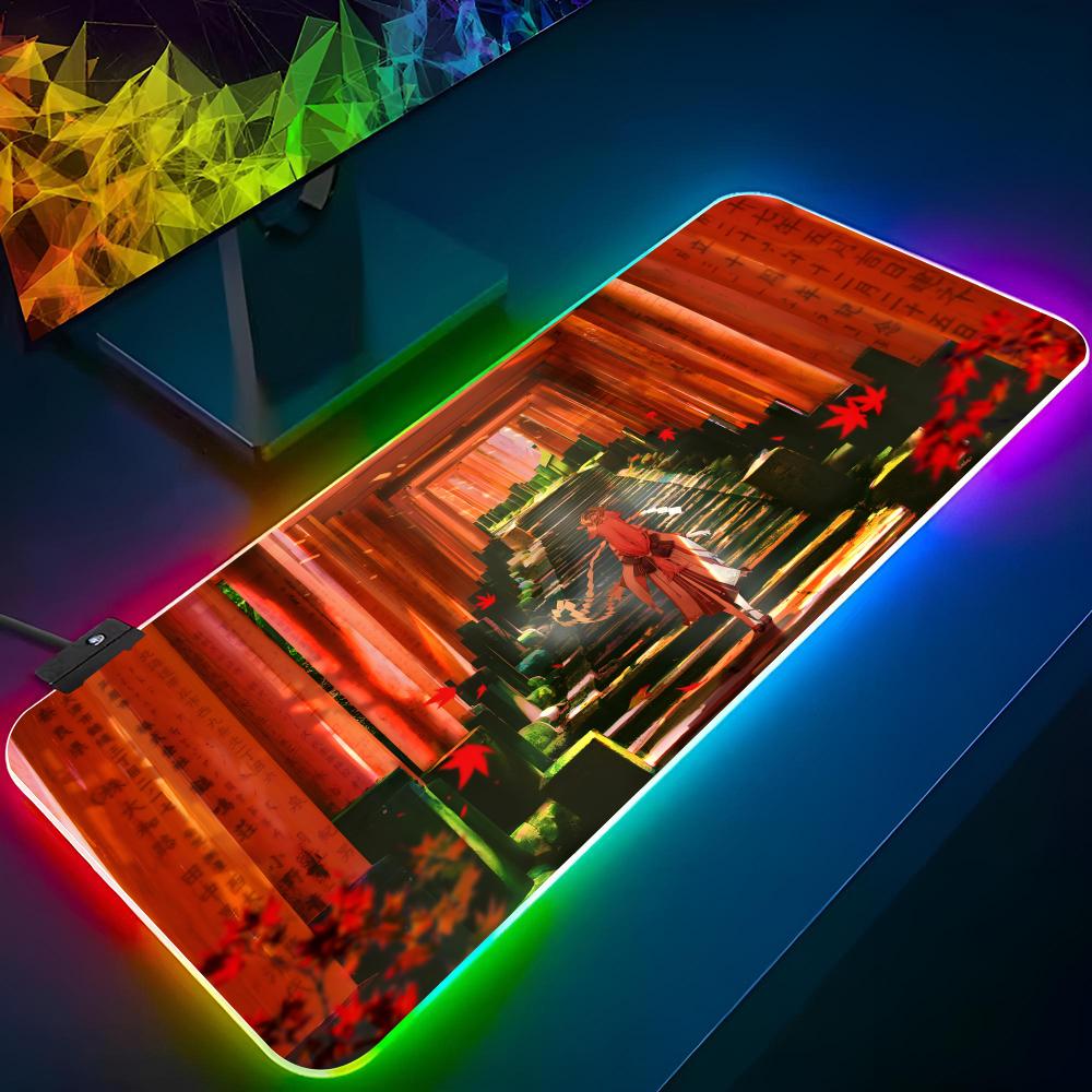 Yae Miko Genshin Impact Mouse Pad Gaming Rgb Mousepad Diy Printing Backlit Keyboard Gamer Girl Xxl Laptop Mat Table Pads Deskpad
