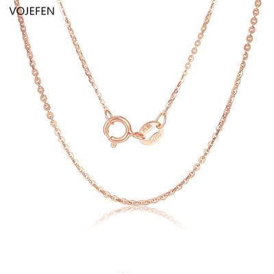 Original AU750 18 K Real Gold Dainty Necklace O Chains Link Beautiful Jewelry For Women & Men (Yellow, Rose) Choker New