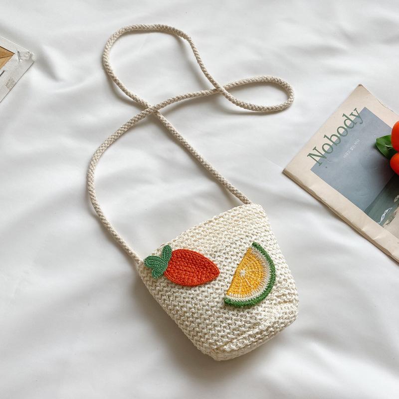 Sacs pour enfants, sacs en paille, sacs de vacances à fleurs, nouveaux sacs messagers seau de plage mode tendance pour filles