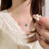 S925 Sterling Silver Natural Stone Clover Necklace Women's Simple Niche Design Heavy Industry Clavicle Chain