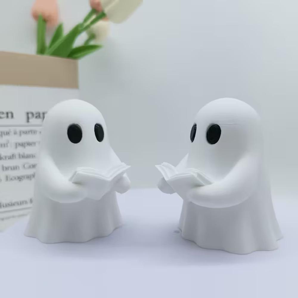 Halloween Reading Ghost Statue, Ghost Reading Decoration Ornament, Cute Bookworm Reading Statue, Home Room Desktop Decoration