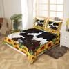 Sunflower Cowhide Three-Piece Quilt Cover 3D Digital Printing Bedding Set Bed Cover