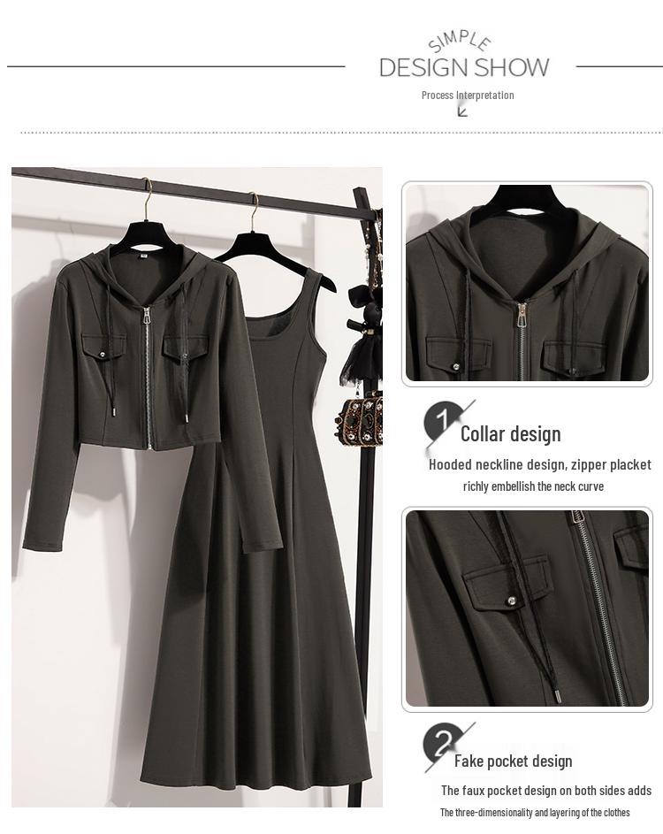 Übergröße Schlankheitsmantel & Westenkleid Set (Herbst 2025 Kollektion)