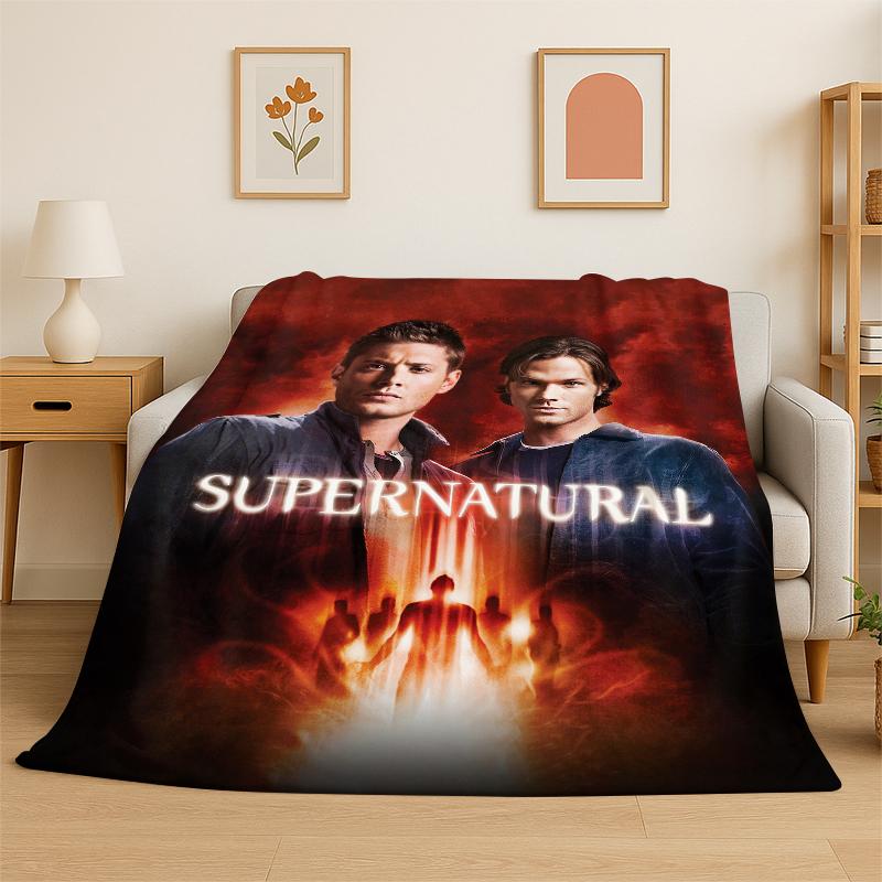 SPN Supernatural Dean Sam TV Flannel Blanket Soft Warm Throw Blanket for Bedroom Living Room Bed Travel Camping Picnic Kid