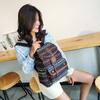 Schoolbag Simple Casual Ethnic Style Striped Contrasting Color Backpack Retro Pumping Belt Bucket Bag Large Capacity Women's Backpack Women's Bag
