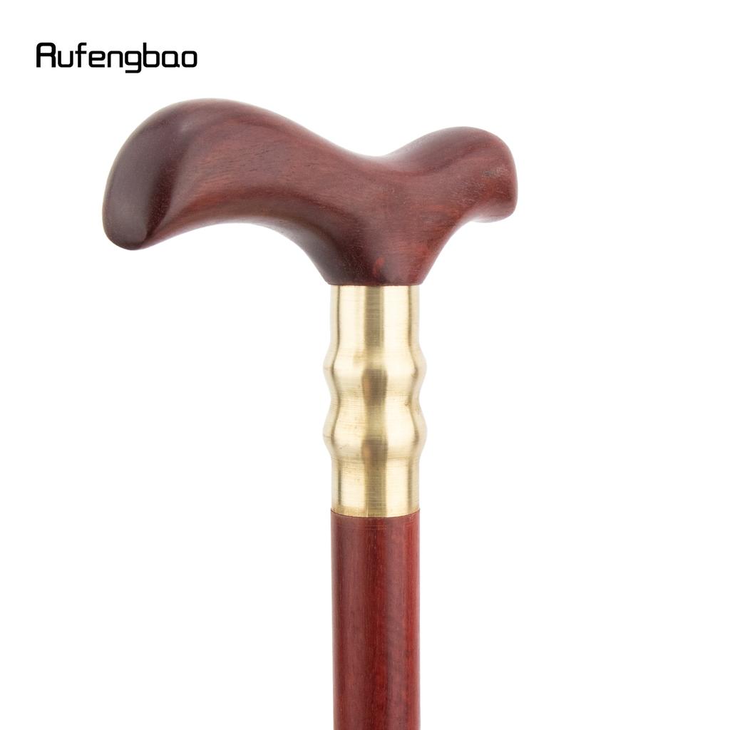 Red Wooden T Traditional Single Joint Walking Stick Decorative Cospaly Party Wood Walking Cane Halloween Mace Wand Crosier 90cm