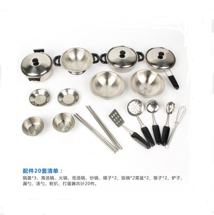 Düşmeye Karşı Çocuk Oyun Seti Pişirme ve Pişirme Paslanmaz Çelik Mutfak Eşyaları Oyun Oyuncak Yemek Takımı Ebeveyn-çocuk Etkileşimi