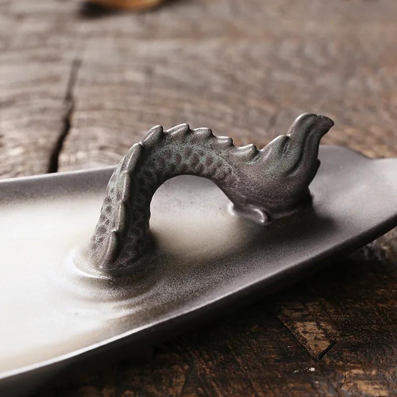 1pc Chinese Lukcy Dragon Design Incense Burner Creative Home Decor Incense Stick Holder Portable Ceramic Censer -Without Incense