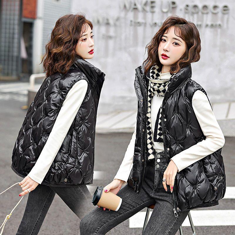 

Пуховый хлопковый жилет для женщин, осень-зима, корейская версия, жилеты, яркая краска для лица, модная хлопковая куртка с подкладкой XXXL чёрный