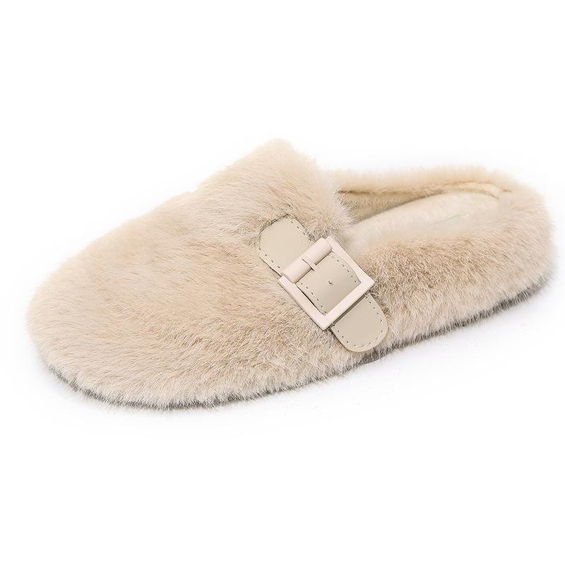 Mao Mao Hausschuhe Damen Oberbekleidung 2025 neu Herbst und Winter Ein-Pedal Mode Aus Tasche Kopf Halb Schlepp Baumwollhausschuhe Mao Mao Schuhe