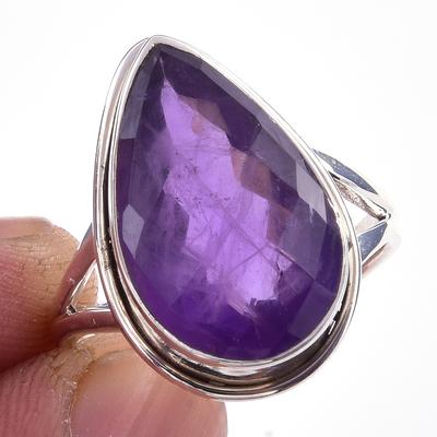 Natural African Amethyst Gemstone 925 Solid Sterling Silver Gift Ring S.9 U2J87