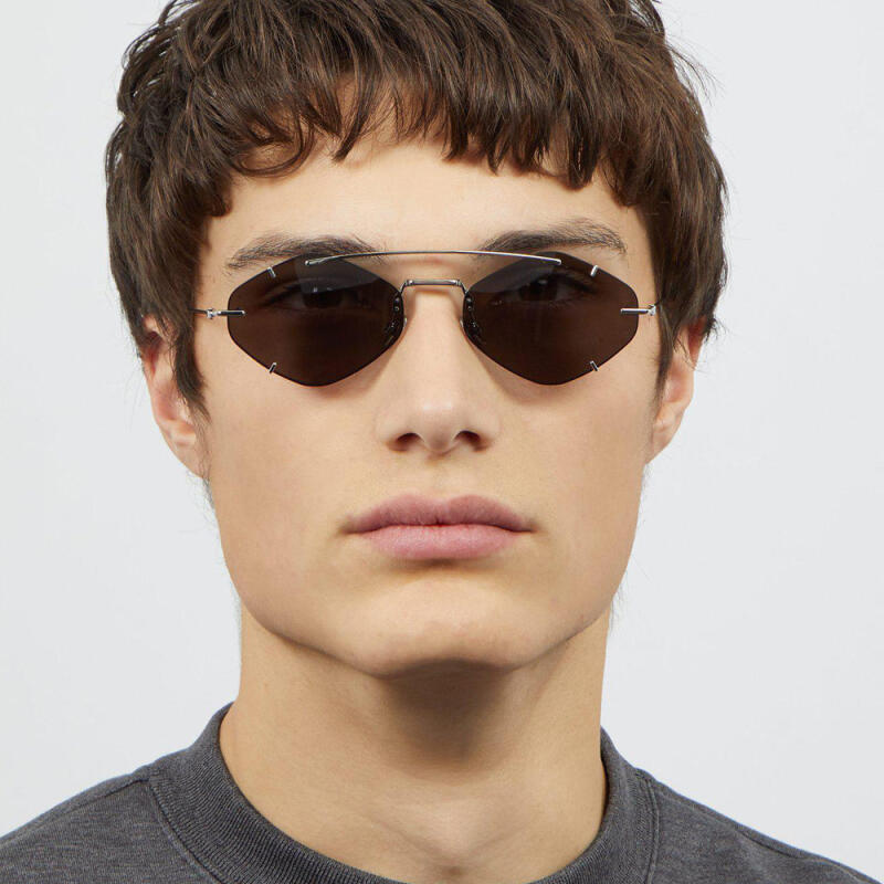 NeoRetro 2580 Two-Bridge Minimal Sunglasses C1 Black