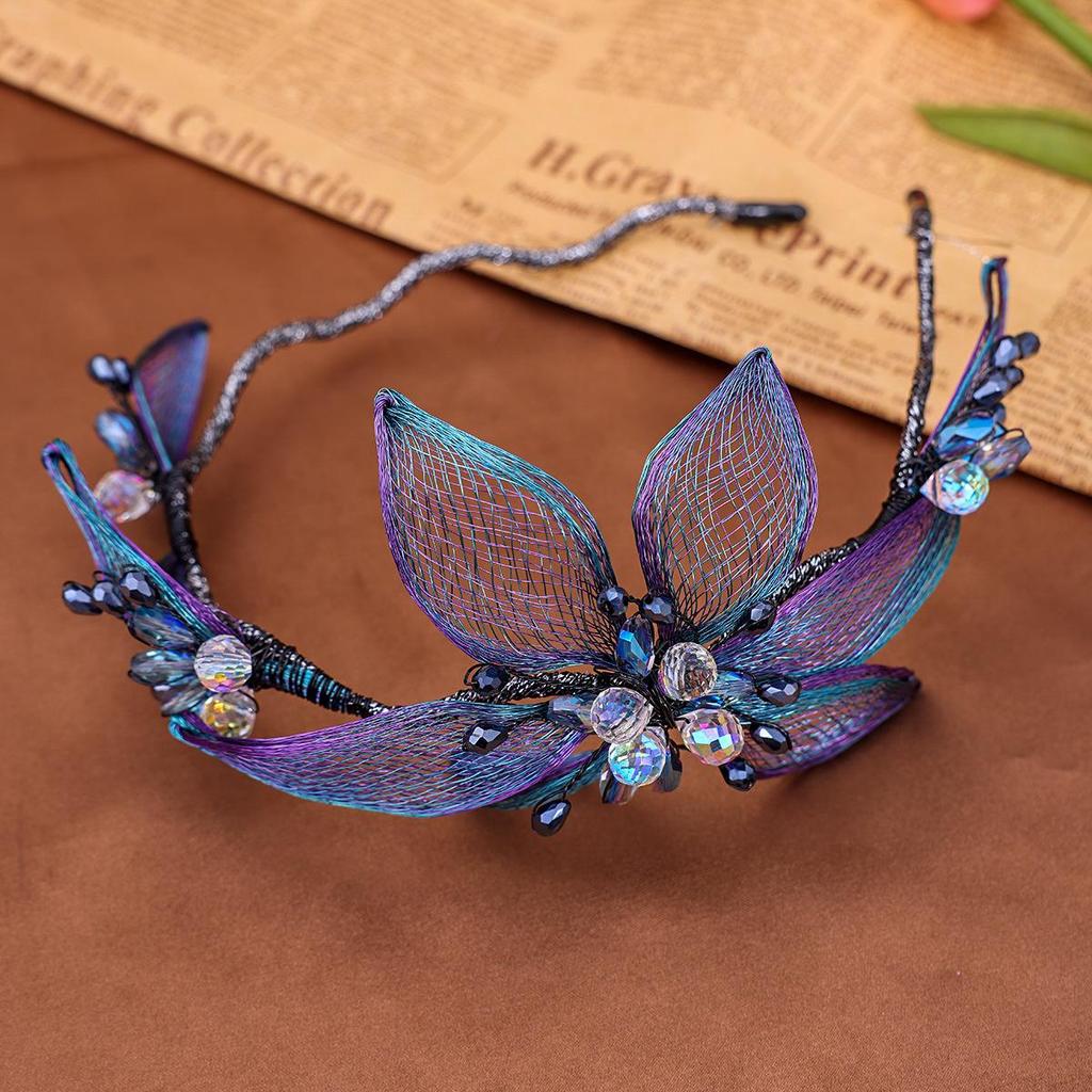 Elegant Handmade Rhinestone Flower & Butterfly Bridal Headband/Vine Jewelry