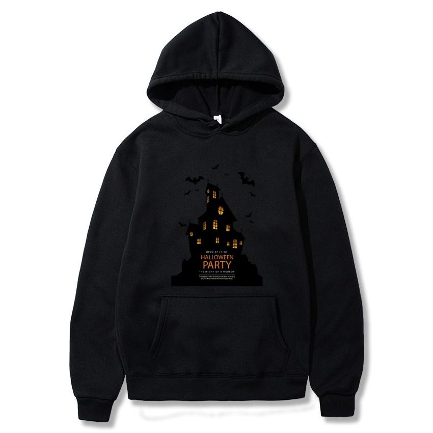 2025 Autumn/Winter Halloween Castle Personalized Printed Hoodie Men's Fashion Warm Sweatshirt Casual Street Wear Warm Hoodie
