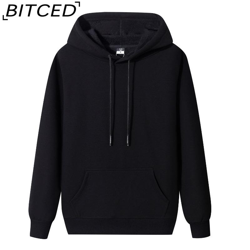 BITCED Autumn and Winter Hooded Sweatshirt Men's Hooded Warm Padded Thickened Pullover Loose Large Size Hoodie