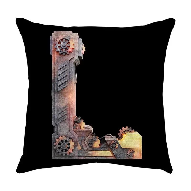 Luxury Home Decor Pillow Cover Car Living Room Sofa Cushion Cover Mechanical Style Letter Pattern Cushion Cover