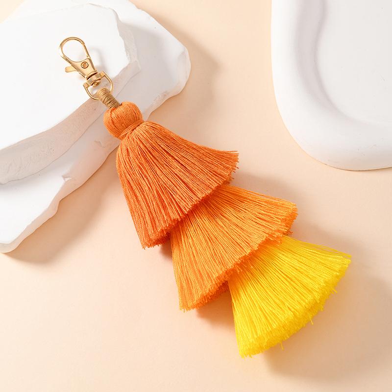 Three-Layer Cotton Thread Fringed Bag Pendant Ethnic Style Keychain Bohemian Style 3-Layer Ear Pendant Bag Parts & Accessories