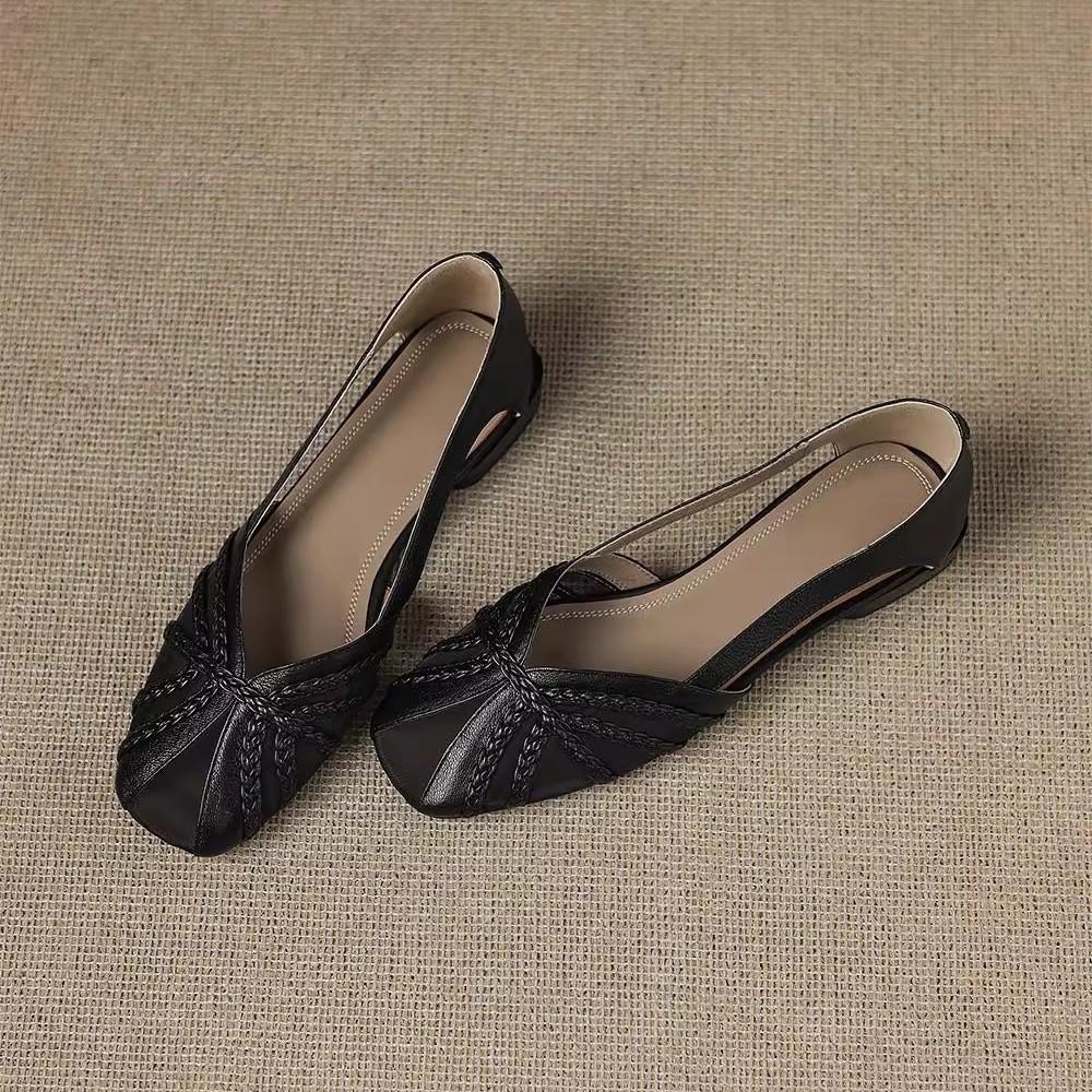 

Универсальная женская обувь французская мода сумка голова сандалии дышащая сетка нежные 2025 лето простые пустые туфли 40 чёрный