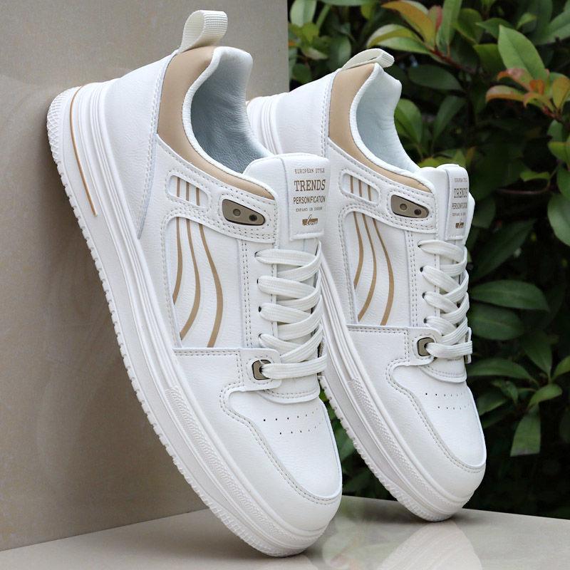 Leather Soft-soled Student Shoes Spring Men's Breathable and Deodorant White Casual Board Shoes Soft-soled Wear-resistant Sports Shoes