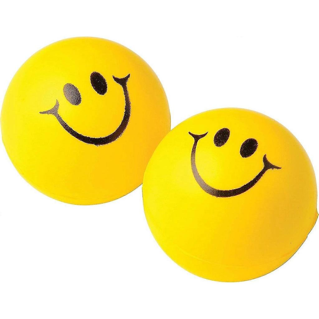 SAYTAY Smile Face Stress Balls (Bulk Pack of 24) for Kids and Adults, 2 Inch Yellow Fun Happy Face Squeeze Balls for Anxiety Relief, Hand Therapy or S