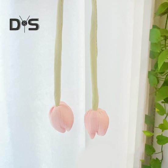 Stužkový popruh s tulipánovými poupaty, látkový, s tulipánovými poupaty, vlasový doplněk, ručně vyrobený, tulipánová spona na závěsy pro DIY projekty, domácí dekorace