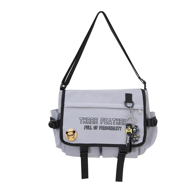 

Мужская и женская сумка через плечо, дорожная сумка для студентов, сумка-мессенджер с буквенным принтом светло-серый
