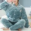 Süße warme wattierte Baumwolle kann draußen getragen werden dreilagiger Pyjama Damen Winter Loungewear verdickt saisonal große Größe