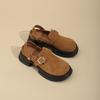 Leather Thick-soled Female Lazy Soft-soled Half-pedal Slippers Retro Versatile Mary Jane Small Leather Shoes
