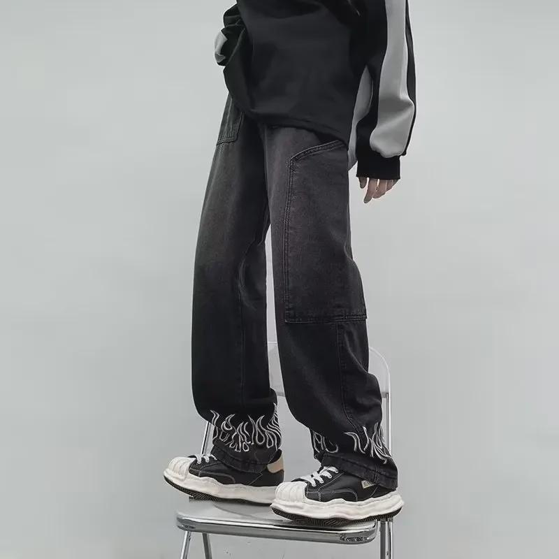 Summer Unisex American Denim: New Design Straight Wide-Leg Jeans by Trendy Brand.