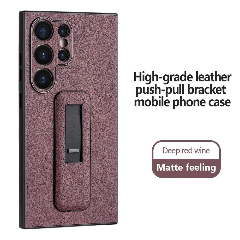 Push Pull Holder Case For Samsung S24 Ultra S23 Ultra S22 S21 Plus Leather Cover For Galaxy S24 Plus Matte Feeling Bracket Cover