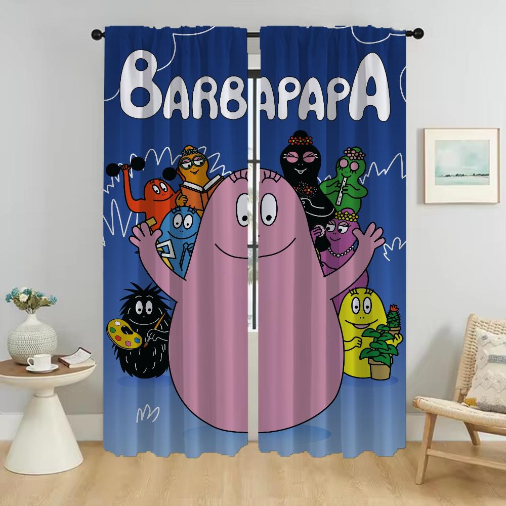 

Барбапапы Шторы для гостиной Шторы для кухни 2 штуки Разделительный тюль для спальни Хэллоуин Украшение Ребенок W50xH70cmx2pcs-CL