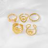 5Pcs Bohemian Geometric Hollow Stainless Steel Hoop Rings Vintage Stackable Finger Jewelry Gift For Women