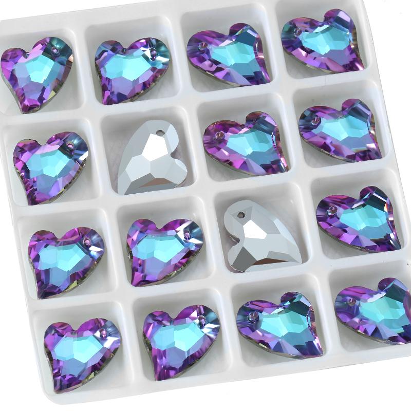 17mm Austria 6261 Devoted 2 U Heart Pendant Loose Rhinestone Charms Beads for Jewelry Making Bracelet Necklace Earrings DIY