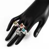 Punk Colorful Zircon Finger Ring Set Party for Women Adjustable 4Pcs Hip Hop Geometric Metal Open Rings Knuckle Accessories Gift