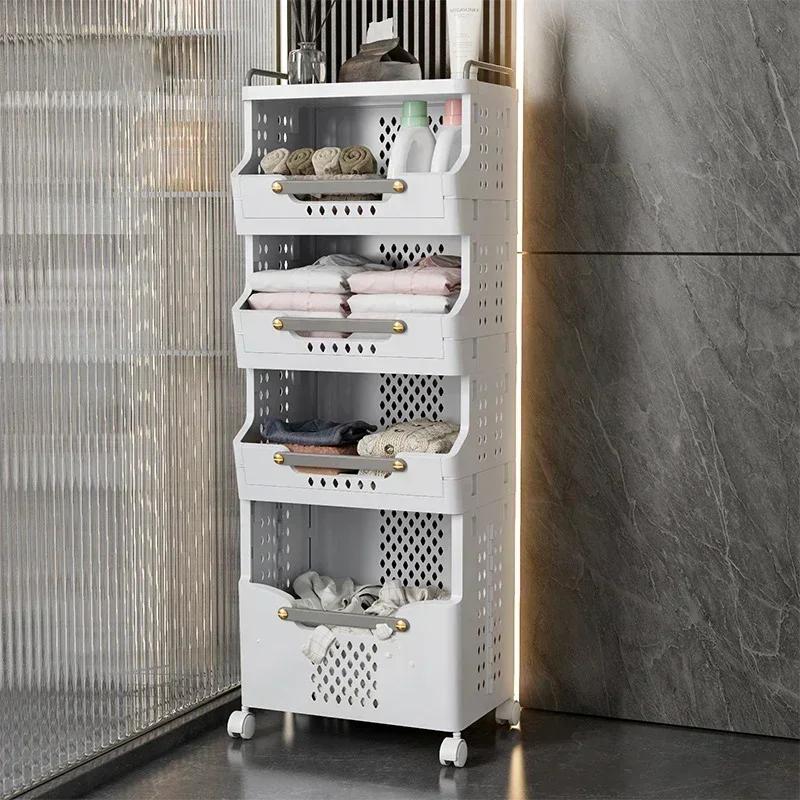 Multi Layer Laundry Basket Convenient Storage Rack Multifunctional Household Dirty Laundry Basket Mobile Luxury Storage Rack