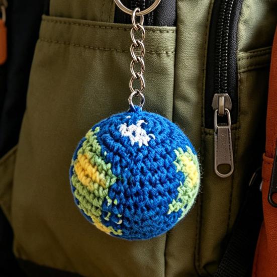 Thickened Metal Ring Crochet Ball Charm Pendant Necklace Plush 1 Pc