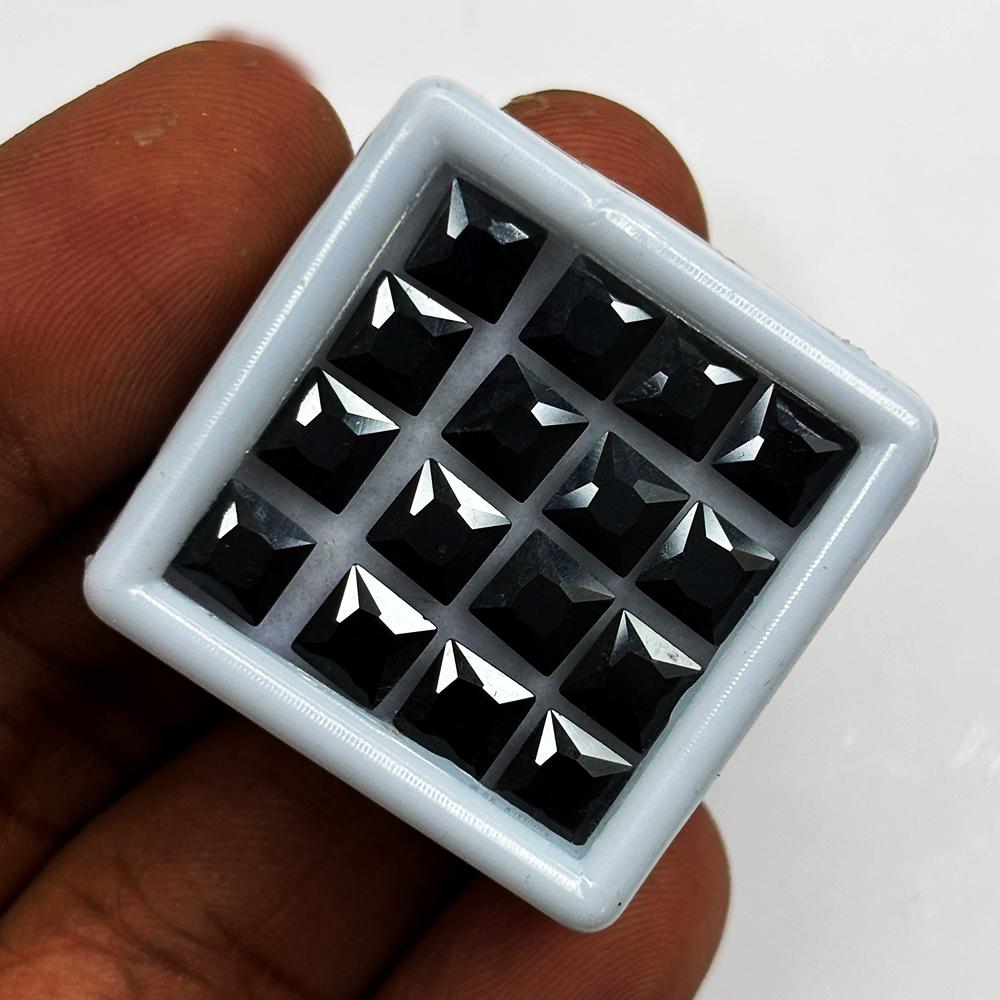 Natural Black Sapphire Square Cut Certified 5x5 Mm 5.40 Ct Gemstone Free Gift