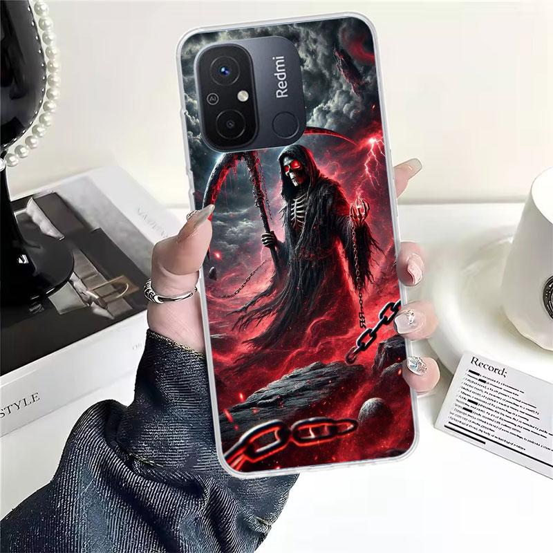 Death Grim Reaper Skull Scythe For Xiaomi Redmi 13C 13 12C 12 14C Phone Case 10 10A 10C 9 9A 9C 9T 8A 8 7A 7 6A 6 Pro K70 K60 K4