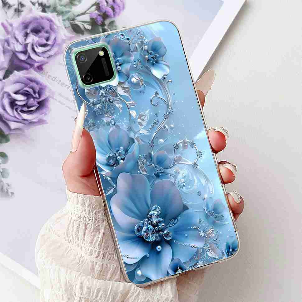 For Oppo Realme C11 6.5" Case Colorful Butterfly Soft Silicone TPU Cover For Realme c11 C11 RMX2185 Fashion Flower Phone Cases