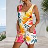 Sleeveless Tank Patch Pocket Romper Plus Size