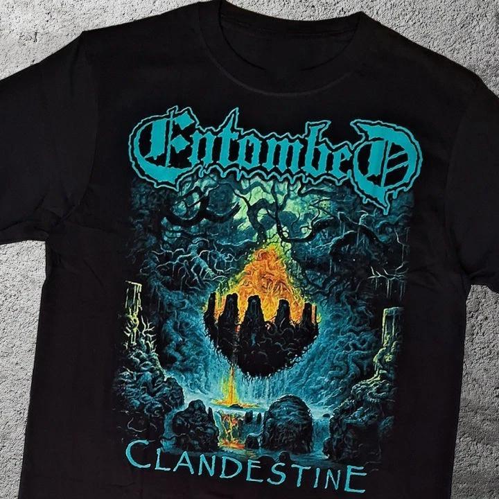 Hot Clandestine Entombed Band Short Sleeve Shirt Black S to 5XL TU454 S