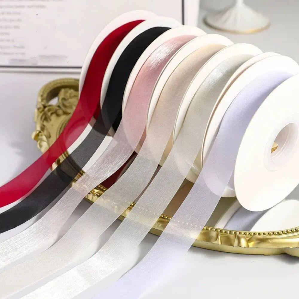 Translucent Chiffon Ribbons 2.5cm Width Hair Clip Ribbons New Festival Gift Box Packing Ribbons