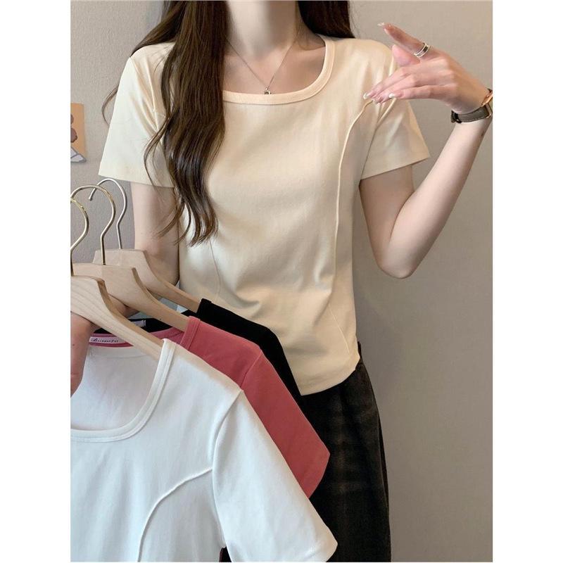 

Square Neck Short Sleeve Cotton T-Shirt S