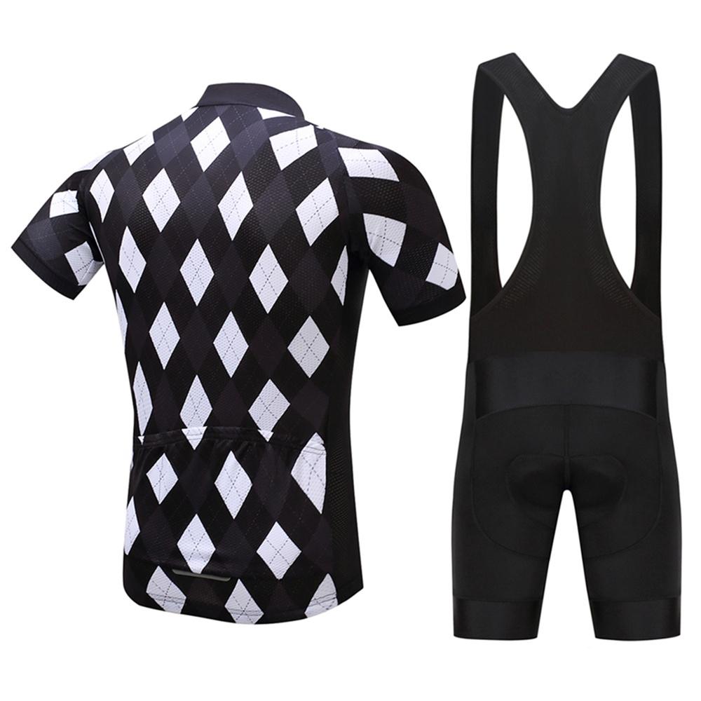 Summer Short Riding Bicycle Cycling Clothing Set Men Sport Jerseys Suits Black Bib Pants