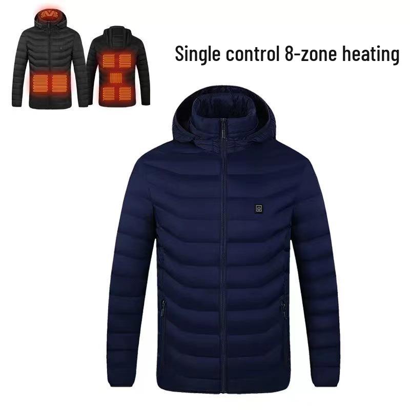Men's Dual-Control USB Heated Cotton Coat with Nine-Zone Electric Heating