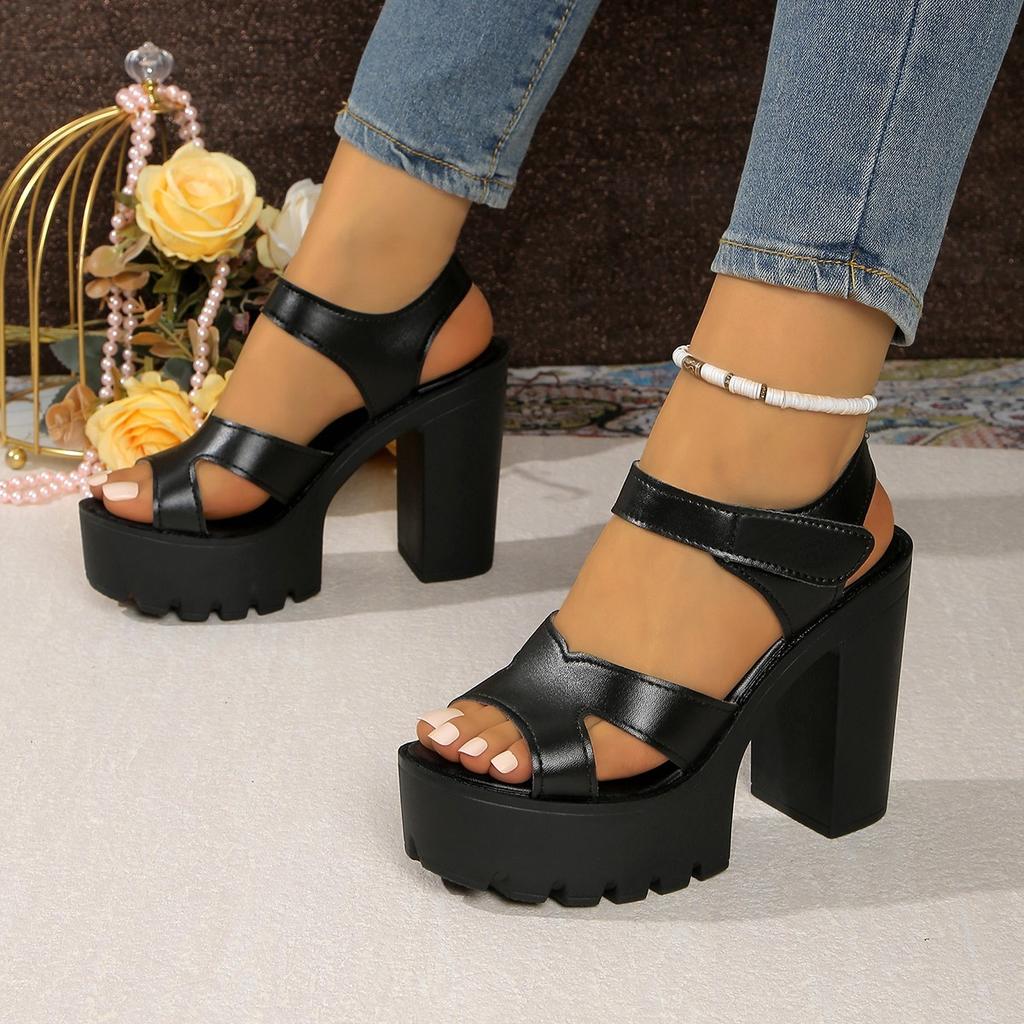 Fashion Women sandals  Platform comfortable Sandals Patent Leather Shoes 2024 Summer Elegant Block High Heels Sandals Women Office Mom