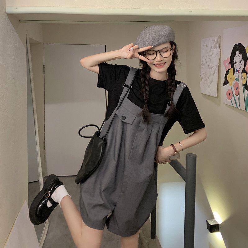 French Summer Women's Slim Korean Style Wide-Leg Casual Overall Shorts