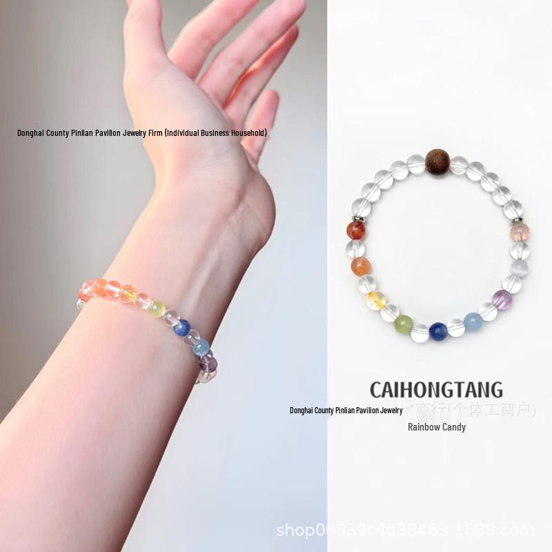 Dopamine Rainbow Women s Amethyst & Strawberry Crystal Bracelet