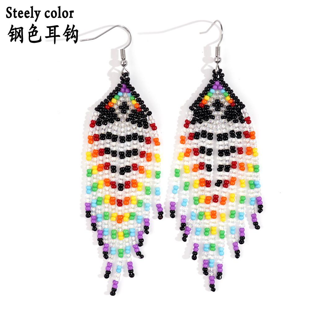 

Colorful tassel ethnic style earrings, vintage Bohemian women s earrings