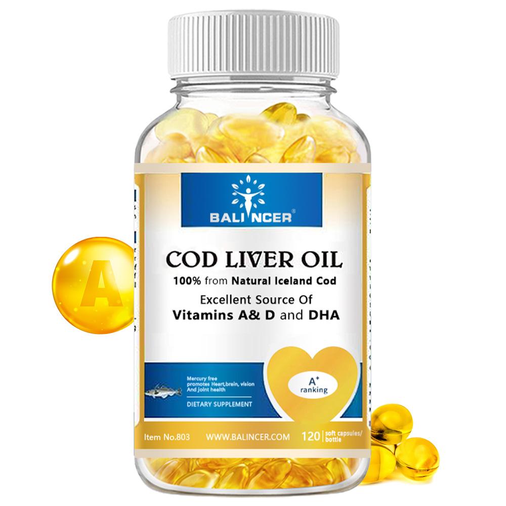 Cod Liver Oil Softgels Natural Iceland Source Vitamin A D Dha Liquid 120 Count